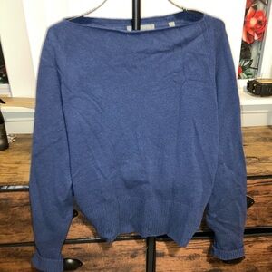 Vince Off-the-Shoulder Blue Sweater